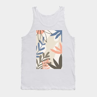 Abstract Organic Shapes and Leaves Mid Century Modern Tank Top